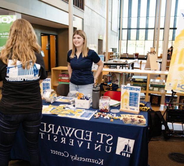 Student tabling at Kozmetsky Center event