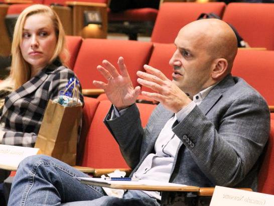 Professors give students feedback during iChallenge on the Hilltop.